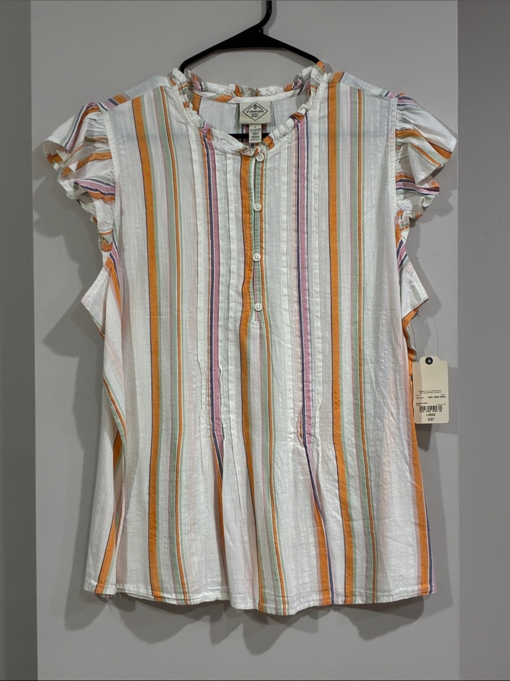 ST. John’s  Bay NWT Ruffle 4 Button Cotton/Rayon Front Top